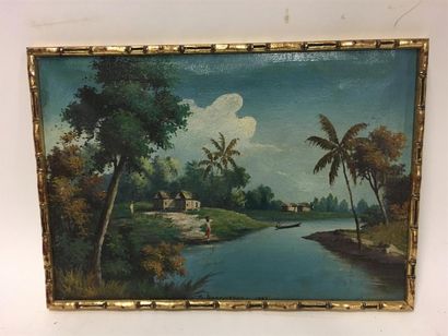 null Paysage aux palmiers
Huile sur toile
Daté et signé 1937
34 x 48 cm