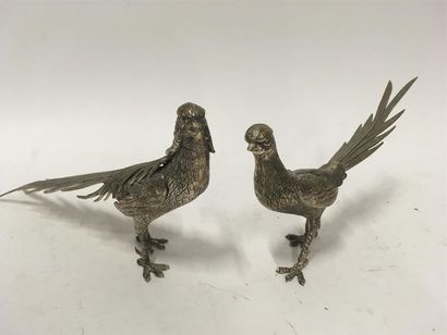 null Couple de faisans en métal argenté
L : 35 cm