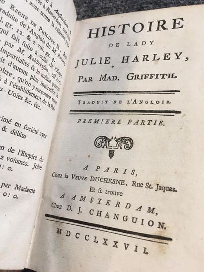 null GRIFFITH, Mad.
Histoire de Lady Julie Harley
Veuve Duschesne, Paris, 1777