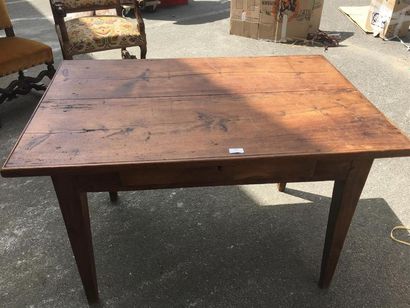 null Table en bois naturel un tiroir en ceinture
