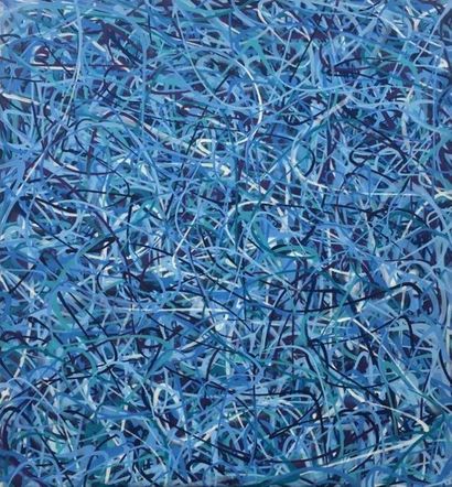null SLIKS, 
Untitled (bleu), 
Spray sur toile, 
135x125cm