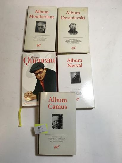 null Un ensemble de 5 albums de La Pléiade : Nerval, Camus, Queneau, Montherlant,...