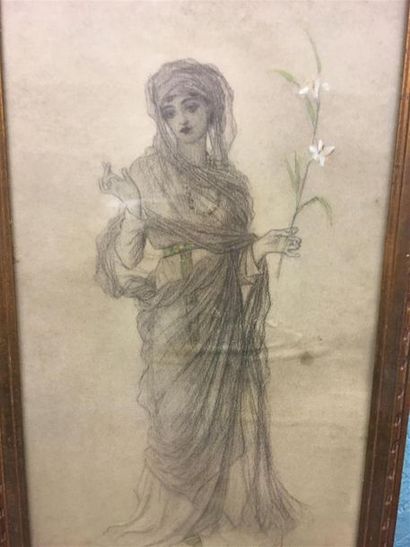 null Femme à la fleur, dessin, signé
43 x 24 cm