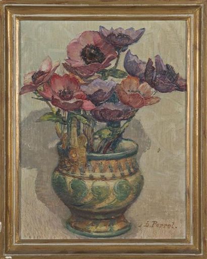 null Léon PERROT (1892-1971)
Bouquet de fleurs
Huile sur carton 
Signé en bas à droite
35...
