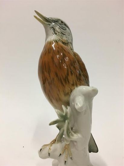 null Karl EINTZ
Oiseau sur branche
Sujet en porcelaine 
H : 25, 5 cm
Une feuille...