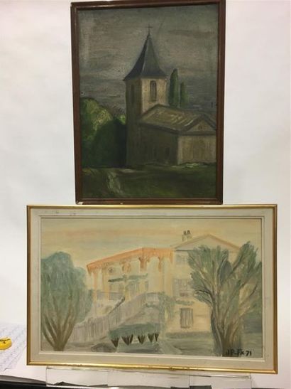 null Deux paysages 
Huile sur toile et huile sur carton (37 x 58 cm)