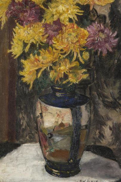 null LOUIS S ? 
Bouquet de fleurs dans un vase japonais
Huile sur toile
Signé en...