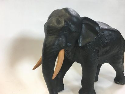 null Elephant en bronze et défense en bois
H : 32 cm
L : 40 cm