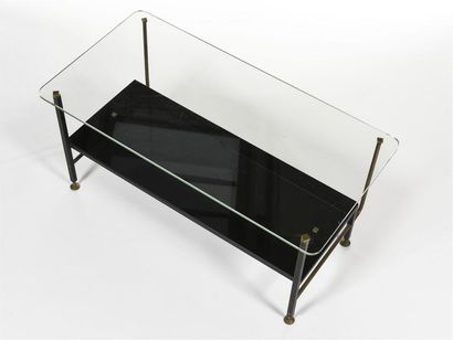 null TRAVAIL 1950
Table basse à double plateaux en verre transparent à structure...