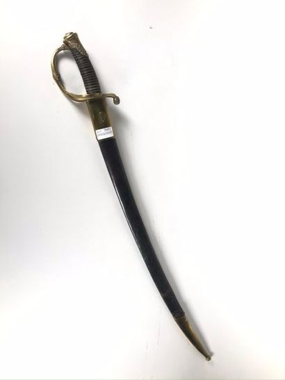 null Sabre d'infanterie lame courbe, garde en laiton, modèle 1821 avec fourreau.