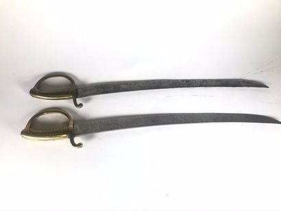 null Deux sabres briquets garde en laiton vers 1800