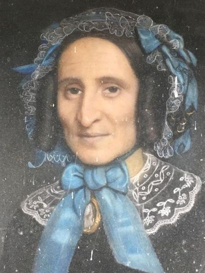 null Portrait de Mademoiselle Thérésine Cottin, fille de Jean Cottin, signé Lacuria...