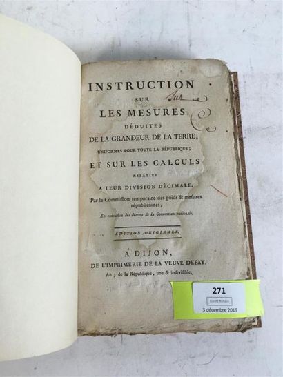 null « Instructions sur les mesures », Dijon, An III.