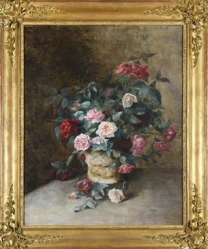 null GODECHAUX
Bouquet de roses sur un entablement
Huile sur toile
Signée 
85 x 75...