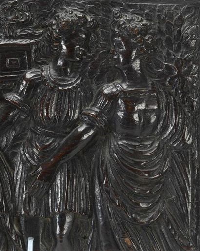 null Le roi DAVID 
bas relief en noyer sculpté 
16ème siècle
24 x 52 cm