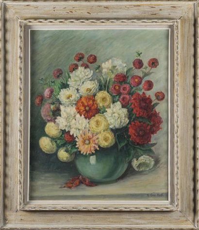 null M GROS REIFF, 20ème siècle
Bouquet de fleurs
Huile sur isorel
Signée en bas...