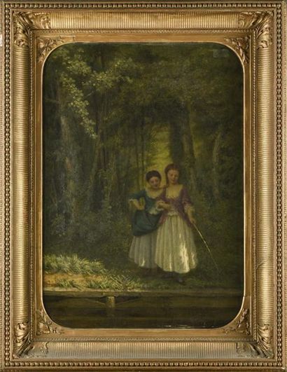 null Ecole française du 19ème siècle
Deux jeunes filles au bord de l'eau
Huile sur...