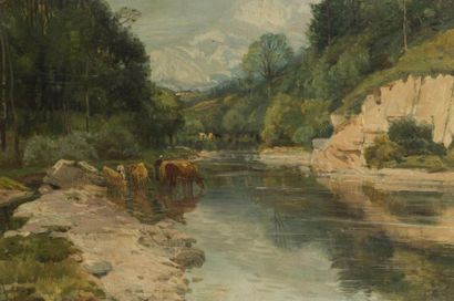 null Joseph MILLION (1861-1931) 
Paysage du jura 
Huile sur toile, signée en bas...