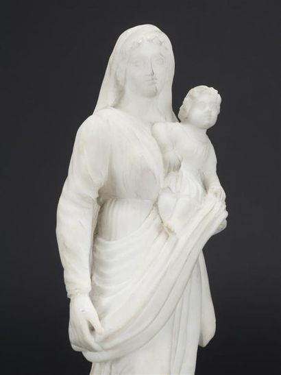 null Vierge à l'Enfant en albâtre finement sculpté
19ème siècle
H : 30 cm