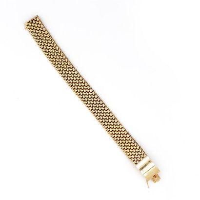 null Bracelet ruban tressé en or jaune (750) 18K, partie rigide fermoir rapportée....