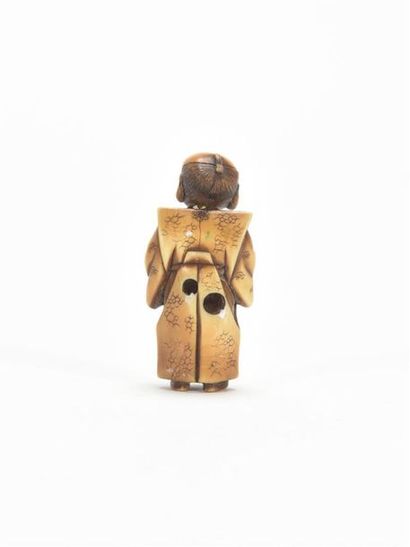 null JAPON, Moine debout tête articulée en ivoire sculpté, netsuké
Ere Meiji
H :...
