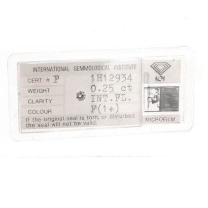 null Diamant sous scellé de 0,24 carat accompagné de son certificat IGI n°F1H12934...