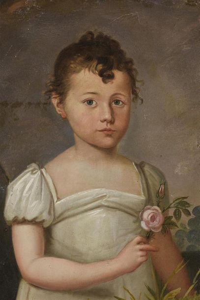 null Antoine MOLINARI
Louise Gabrielle FAURE tenant une rose
Huile sur toile
60 x...