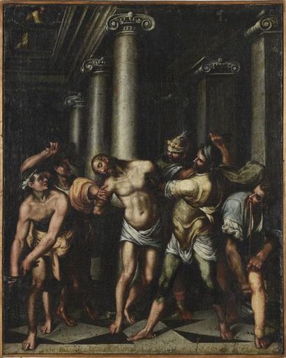 null Ecole italienne 16ème siècle
Le Christ à la colonne 
Huile sur toile 
50 x 40...