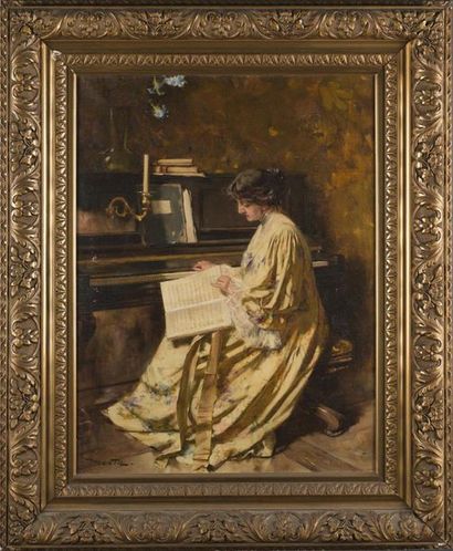null Edouard MENTA (1858-1953)
La leçon de piano
Toile 
Signée en bas à droite
61...