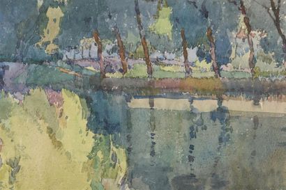 null Auguste César DROUOT (1881-1955)
Le bord du lac
Aquarelle sur papier
Signée...