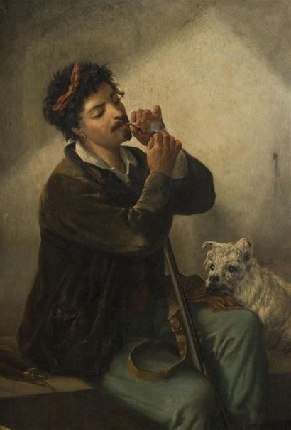 null Jules CONSTANT (1822-1895)
Le retour de chasse
Huile sur toile
Signée en bas...