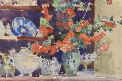 null Auguste César DROUOT (1881-1955)
Bouquet de fleur sur un buffet
Aquarelle sur...