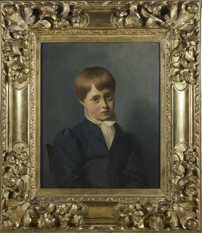 null Hippolyte FLANDRIN (1809-1864)
Portrait d'un jeune garçon 
Huile sur toile
Signée...