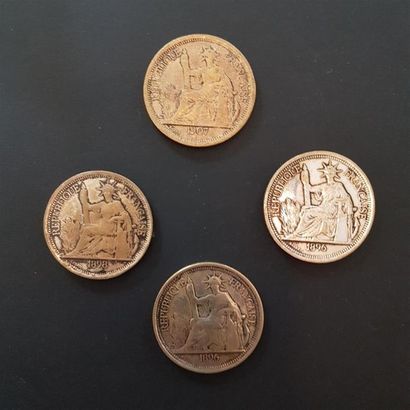 null Quatre pièces en argent INDOCHINE FRANCAISE/REPUBLIQUE FRANCAISE 1896/1907/1898...