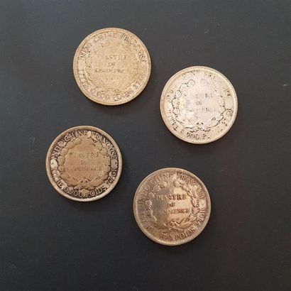 null Quatre pièces en argent INDOCHINE FRANCAISE/REPUBLIQUE FRANCAISE 1896/1907/1898...