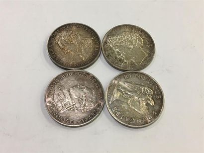 null 4 pièces de 100F République française en argent 1987, 1988 et 1989 EXEMPTE