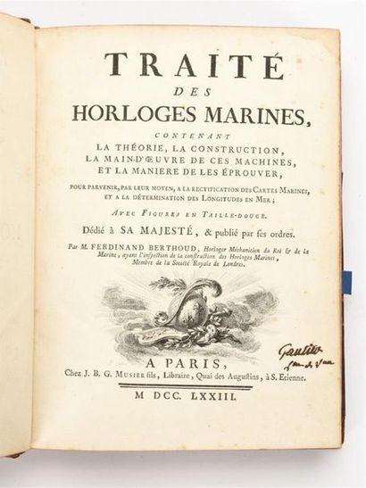 null BERTHOUD, Ferdinand : Traité des horloges marines, contenant la théorie, la...