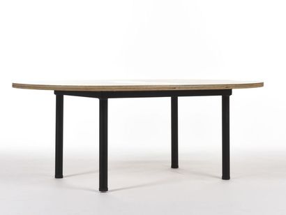 null Jacques HITIER (1917-1999)
Table basse à structure tubulaire en métal laqué...