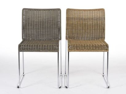 null Tito AGNOLI (né en 1931) 
Suite de huit chaises empilages modèle S21 à structure...