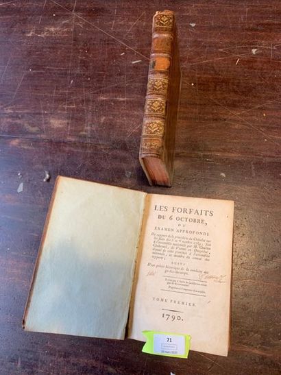null Les forfaits du 6 Octobre 1790. 2 volumes. Accidents.