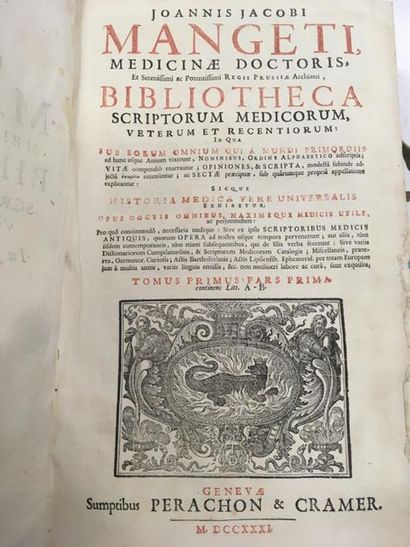 null MANGETI (joannis Jacobi) : Bibliotheca scriptorum Medicorum veterum et recentiorum,()...
