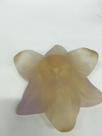null DAUM fleur en pate de verre en couleur dans sa boite 
D : 9 cm