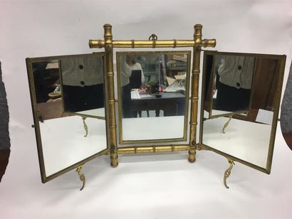 null Miroir triptyque (BROT?) au revers papier doré 1930
cadre façon bambou
37 x...