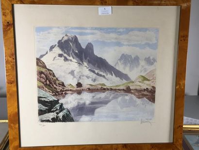 null Joanny DREVET (1889-1969)
Le lac blanc, les drus
Aquatinte signée en bas à droite,...