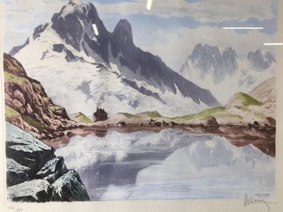 null Joanny DREVET (1889-1969)
Le lac blanc, les drus
Aquatinte signée en bas à droite,...