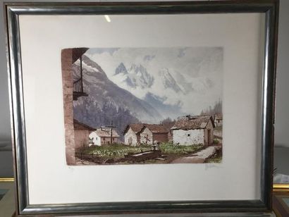 null Joanny DREVET (1889-1969)
Tréléchamp et le Mont Blanc
Aquatinte signée en bas...