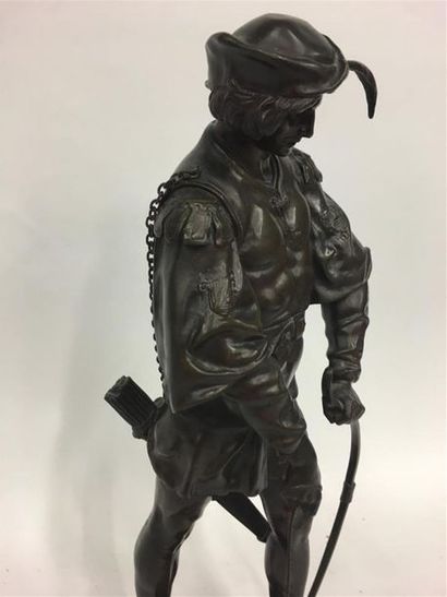 null PICAULT Émile Louis, 1833-1915,
L'archer bandant son arc
Bronze à patine brune...