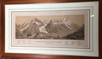 null BRUMKNECHT
Panorama du Mont Blanc depuis la Flégère
Gravure
29 x 63 cm