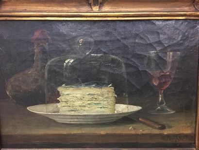 null JAMOT
Le fromage 
Huile sur toile
Signée en bas à droite 
1890
25 x 39 cm