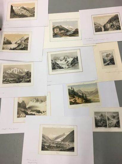 null Lot de gravures sur le Mont Blanc et Chamonix dont certaines réhaussées
2 gravures...